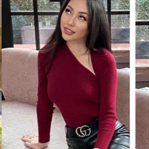 Burgundy trendy  sweater, top , long sleeve